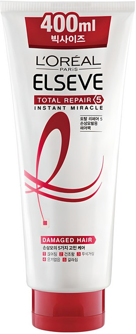 로레알파리 엘세브 토탈 리페어 5 인스턴트 미라클 헤어팩, 400ml, 1개