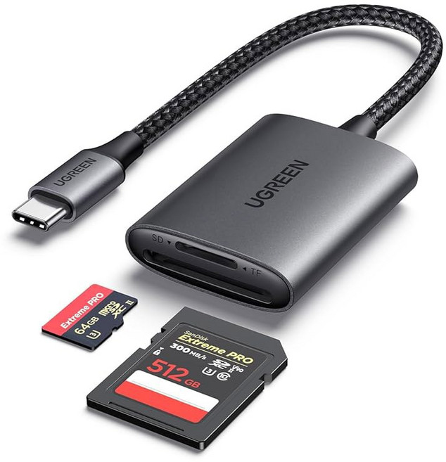 UGREEN USB C SD 4.0 카드 리더 UHS-II 마이크로 리더 메모리 빠른 속도 - iPhone 16/15 Pro Max MacBook 노트북 태블릿 스마트폰 Andr, 1개