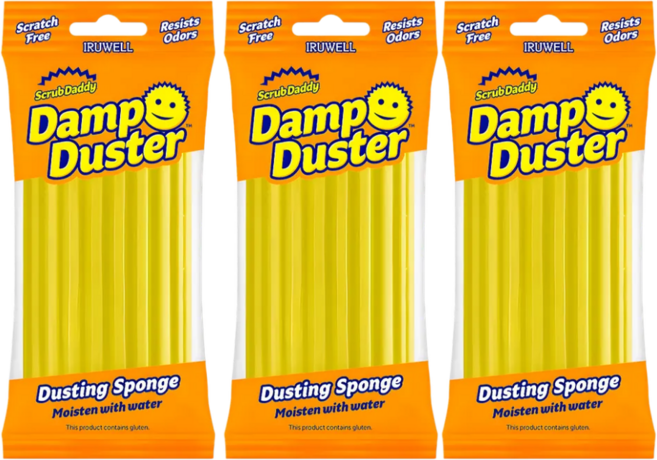 [100%정품] 스크럽대디 먼지 더스트 청소 스펀지 Scrub Daddy Damp Duster 회색, 3개