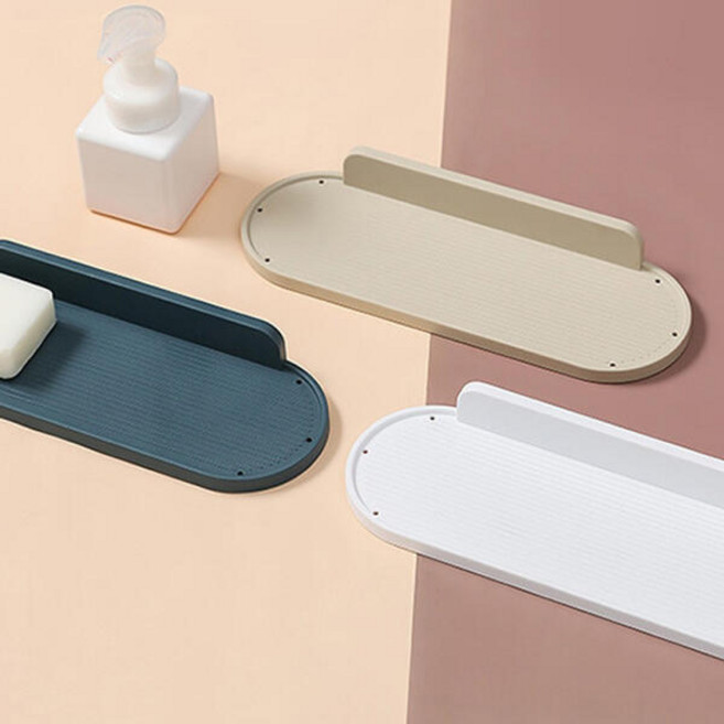 욕실 심플 부착 무타공 벽 일자 선반, 화이트, 1개