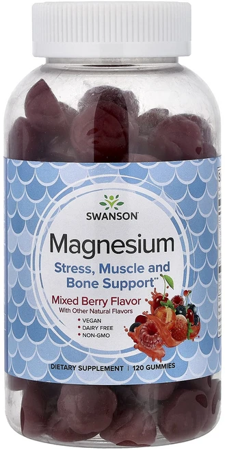 메이커제품입니다 Swanson 마그네슘 구미젤리 혼합 베리 구미젤리 120개(구미젤리 1개당 100mg) 좋은효과를 보실수있습니다, 1개, 120정 - 쿠팡