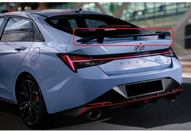 아반떼N 스포일러 / 백판넬없는 제품 / 스포일러 단독 제품 / 87210IB000EB / 87227IB000EB(볼트커버2개) / 블랙유광 스포일러 / 순정부품, 현대