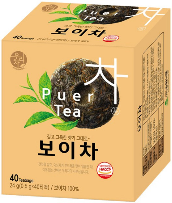송원 보이차 40T(24g), 600mg, 40개입, 2개