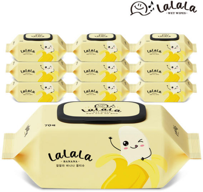 랄랄라 모두를 위한 바나나 물티슈 70매 10팩, 70g
