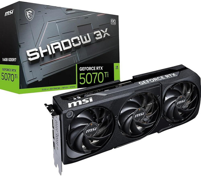MSI GeForce RTX 5070 Ti 16G Shadow 3X OC — 16GB GDDR7 (28Gbps/256-bit) PCIe 5 부스트: 2482MHz HDMI, MSI GeForce RTX 5070 Ti 16G Sh