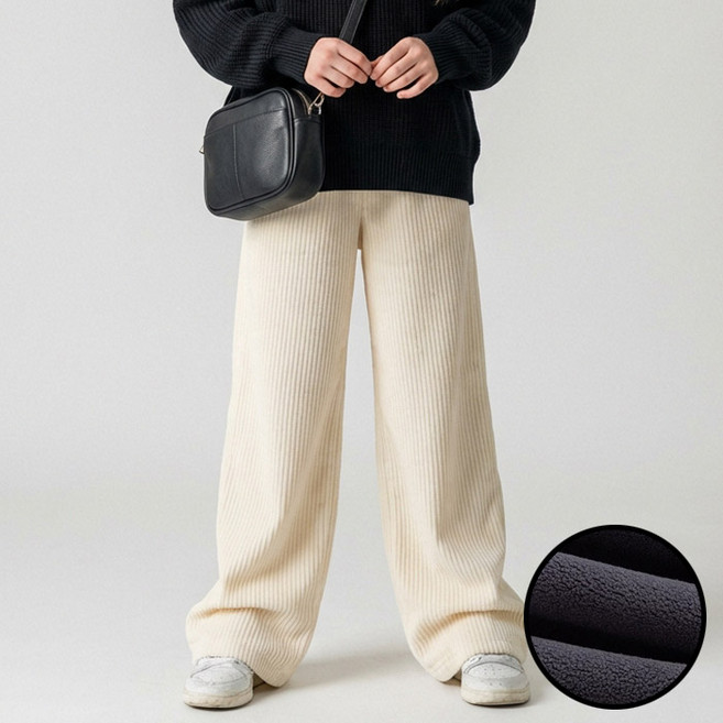 주니어 초등학생 니트 골덴 기모 와이드팬츠