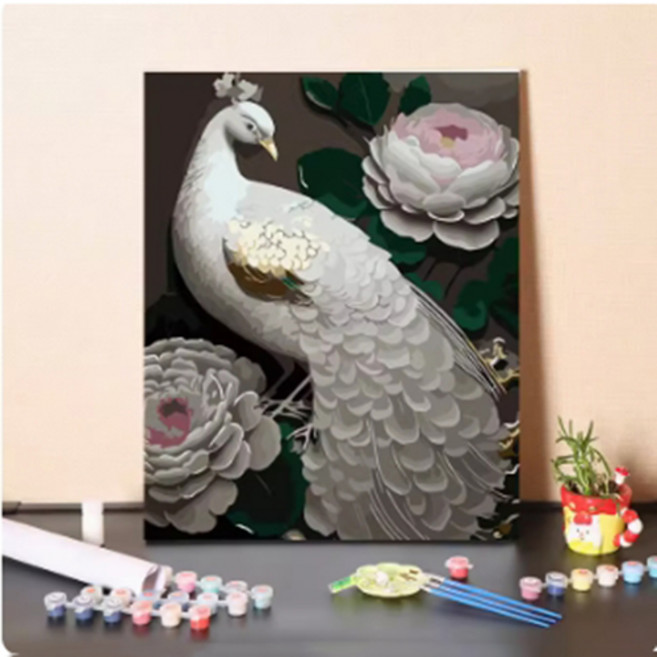 푸아이 명화그리기 부귀 공작 모란꽃 모음10종 캔버스 두꺼운액자 유화그리기 소형-대형사이즈, 40x50cm, NO.6, 1개