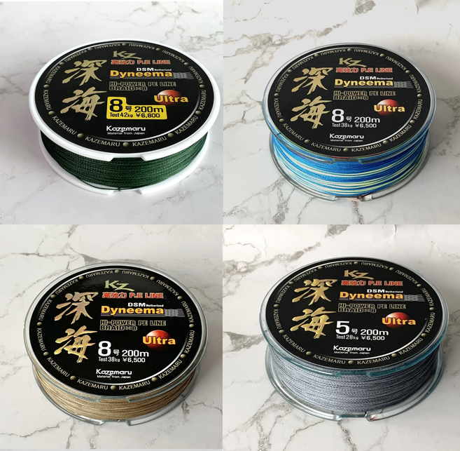 카제마루 심해 다이니마 PE 합사 / 칼치 우럭 대구 전용 낚시줄, 오색, 10호, 1개