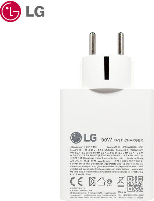 LG 그램 프로 노트북 스탠바이미2 정품 어댑터 충전기 C타입 LP90WGC20H-EK 20V 4.5A 90W, 1개