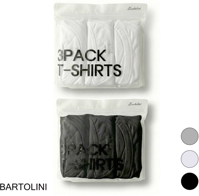 바톨리니 순면 라운드 반팔 티셔츠 3팩 30수 (3컬러)(95~125)
