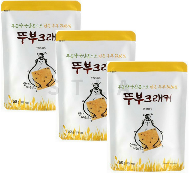 코스트코 두부과자 뚜부크래커 건강 국산콩 어린이 간식, 50g, 3개