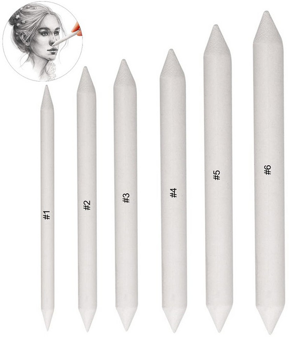 6/12/48Pcs 블렌딩 그루터기 및 Tortillions 종이 아트 블렌더 연필 학생 스케치 드로잉 도구 용, 03 6pcs Paper Pen
