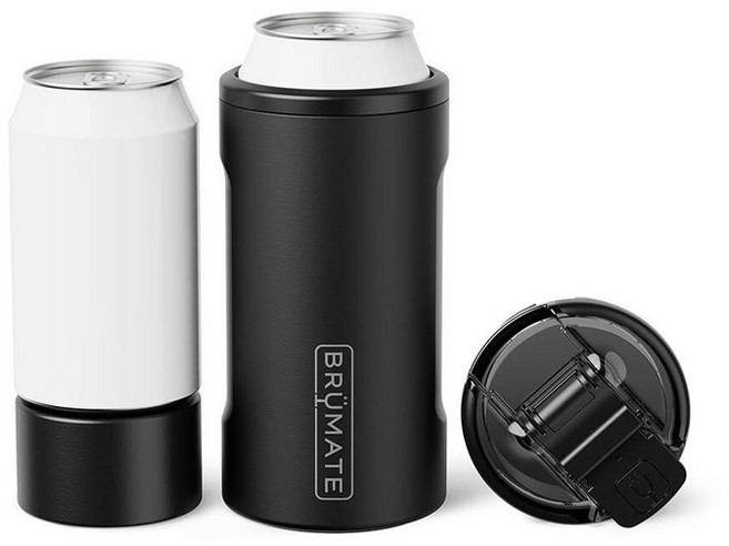 BruMate BrüMate Hopsulator Trio 3-in-1 단열 캔 쿨러 354.9ml(12온스) / 473.2ml(16온스) 캔용 + 뚜껑이 있는 100% 누출, 매트 블랙