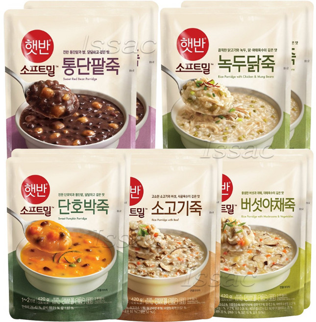 비비고 즉석죽 세트 5종, 420g, 1세트