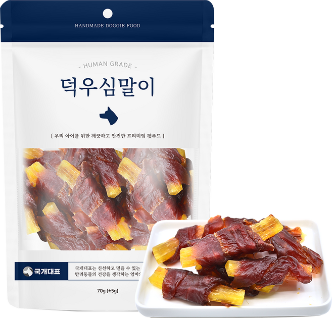 국내제작 소고기떡심에 오리를 말은 오래먹는 스틱 강아지 수제 껌간식, 소고기떡심과 오리, 1개