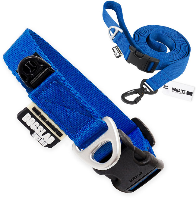 독스랩 강아지 목줄 + 리드줄 세트, 클래식 블루, 1세트