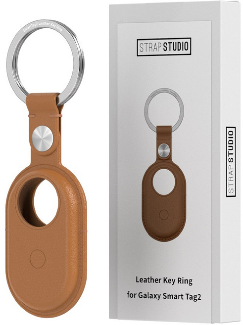 삼성 갤럭시 스마트 태그2 용 브랄로바 레더 키링 케이스 ( Vegan Leather ), 1개, Brown