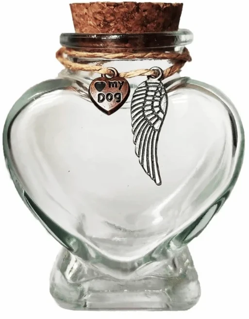 스너그데이즈 반려동물 화장 유골함 하트 반려동물 털 보관병 투명 코르크 뚜껑 고양이 장례 유골함 유리, 02 Style 2
