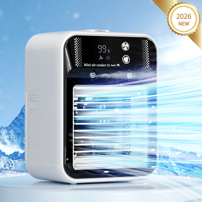 NUNUHANA 미니 냉풍기 무선 저소음 수면용 사무용 캠핑용 휴대용 선풍기, 화이트-추천, L8