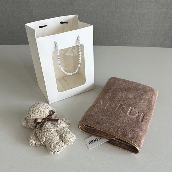 아크디 곰돌이 고급수건 답례품 세트, 모카브라운, 5개