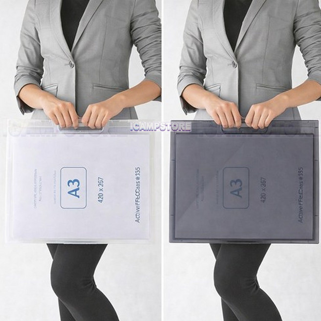 A3 파일 케이스 이즈미 서류 영화 보스터 도면 악보 보관함 손잡이형, Smoke, 1개