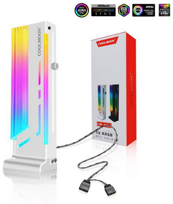 5V ARGB GPU 홀더 조절 가능한 높이 그래픽 카드 비디오 브레이스 지원 수직, [01] white