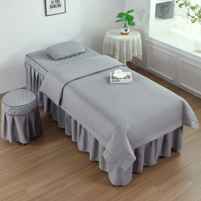 피부관리실 이불 마사지 미용베드 4종 침구세트, 190x80cm, O. 그레이