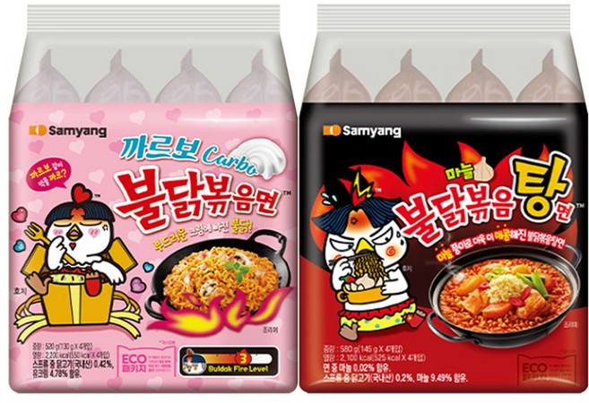 삼양 까르보 불닭볶음면 130g X 4봉 + 불닭볶음탕면 145g X 4봉, 1세트