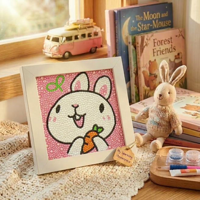 STIX 어린이 보석십자수 액자형 12종 DIY 키트 드릴비즈 만들기 KC인증, 05.당근토끼, 1개