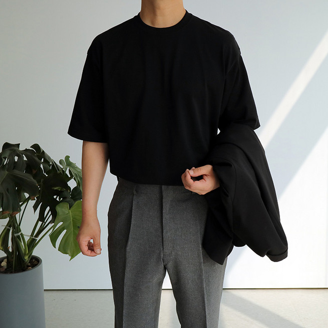 [맨즈북] 비침없는 실켓면 남자 정장 기능성 반팔티 냉감 라운드 티셔츠 L-2XL