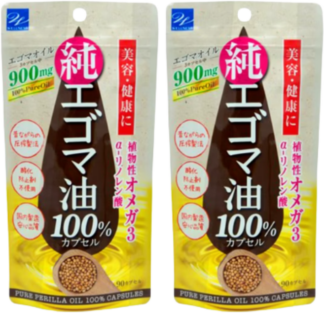 Wellness 日本原裝白紫蘇油膠囊，富含植物性Omega-3，每包90粒, 2個, 90份