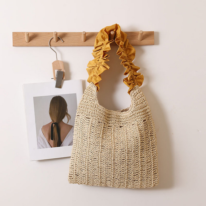 코코린느 핸드메이드 크로쉐 셔링 핸들 니트 라탄 가방 토트백 호보백(2colors)