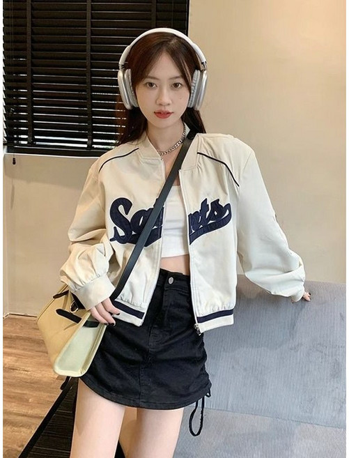 여성용 캐주얼 재킷 봄가을 야구점퍼 자수 숏 재킷 뉴타임즈Women's Jackets