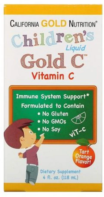 California Gold Nutrition Childrens Liquid Gold Vitamin C 어린이 액체 골드 비타민 C 오렌지 맛 118ml, 1개 - 쿠팡