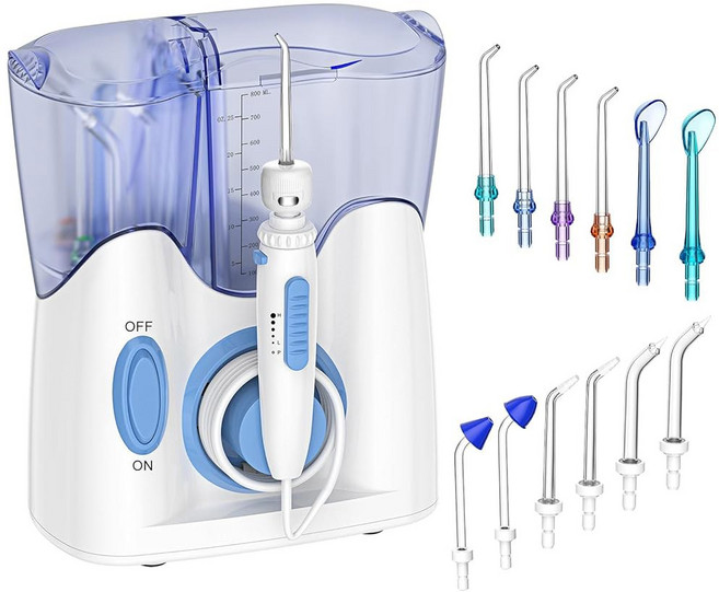 H2ofloss 세정용 치실 13가지 다기능 팁 & 800ml 용량 조리대 구강 조용한 디자인 HF-9, 1개