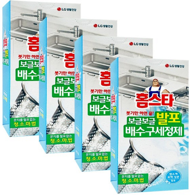 홈스타 보글보글 발포 배수구 세정제, 40g, 12개