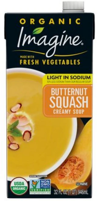 이매진 저염 유기농 크리미 버터넛 스쿼시 수프 32온스 Imagine Light in Sodium Organic Creamy Butternut Squash Soup 32 oz, 32 Fl Oz (1 팩) - 쿠팡