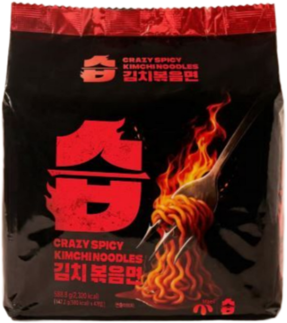 CRAZY SPICY 습 김치볶음면(화끈하게 매운맛)588.8g, 2세트