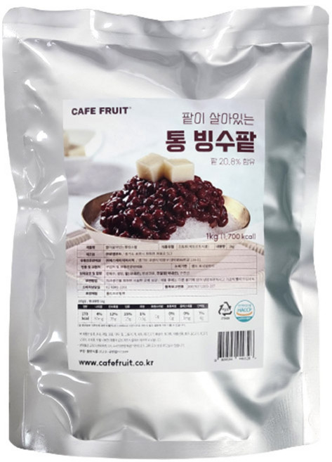 (국산 특가) Cafe fruit 팥이 살아있는 통 빙수팥 100% 국내산 팥, 1kg, 1개