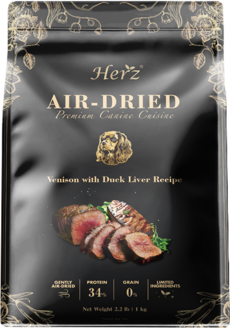 Herz 空氣乾燥 高級犬食 38%蛋白質 無穀物, 1個, 1kg, 鹿肝