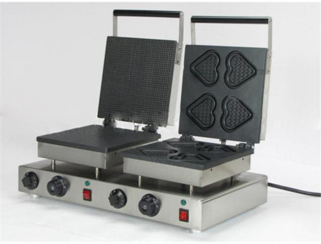 1 개 578 더블 헤드 와플 기계 하트 아이스크림 쉘 스타일 전기 메이커 스테인레스 스틸, 220v