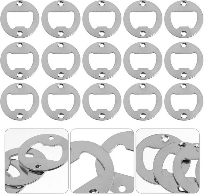 15pcs Round Metal Bottle Opener Wine Beer Soda Glass Cap Bottle Opener Key Chain Ring Tiger Can, 보여진 바와 같이, 하나