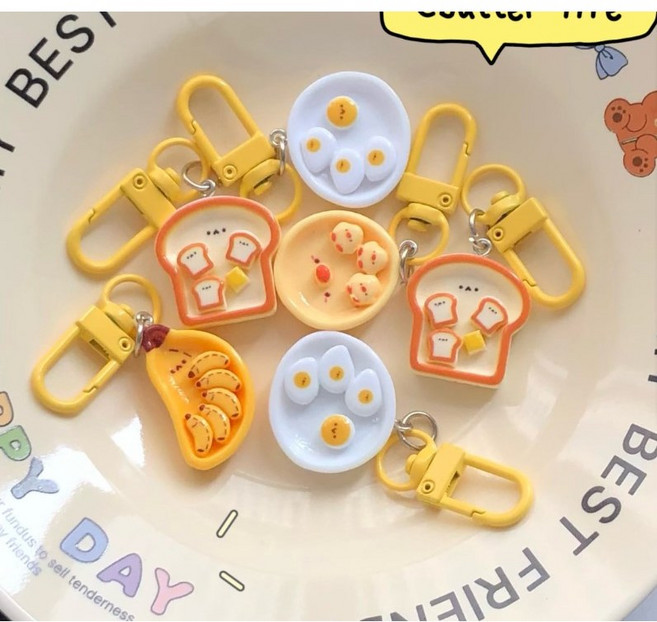 간식키링 악세사리 키홀더 귀여운 키링 가방고리 가방포인트 악세사리, 1개, 병아리
