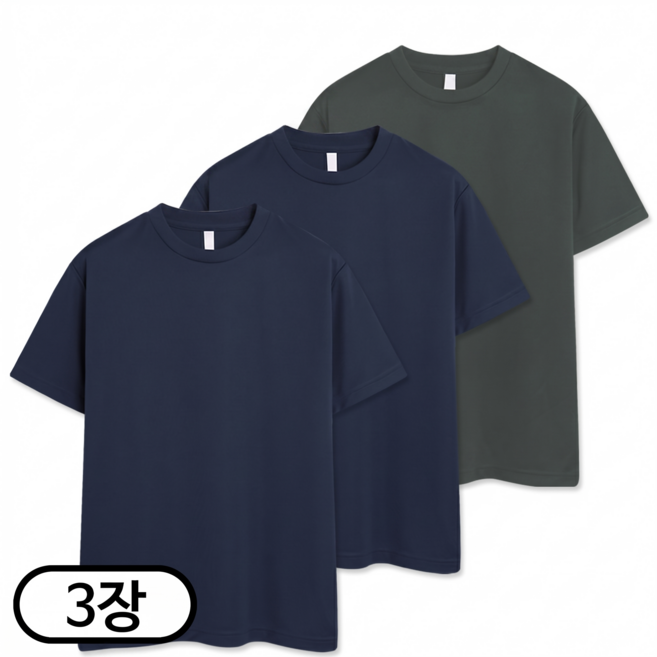 6위 - 3장 세트 드라이 라운드 쿨티셔츠 남녀공용 기능성 반팔티 냉감 반팔 반팔티 (SCC5274PT)