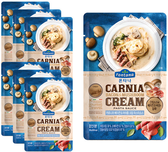 폰타나 카르니아 베이컨 머쉬룸 크림 파스타소스, 130g, 7개