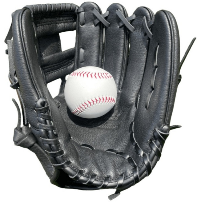 블루웨이브 가죽 야구 글러브 야구공 세트 우투용 올라운드, 브라운, 1개