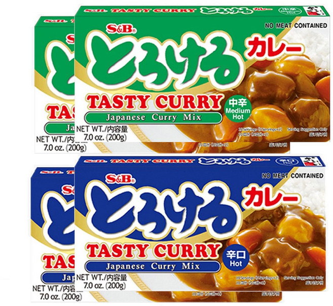 (일본S&B정품)에스앤비 토로케로 카레 매운맛 200g 2개 + 중간맛 200g 2개 (총4개)