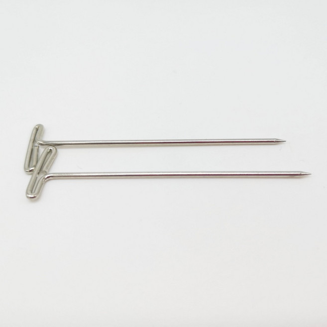 T型鋼針定位針組：不鏽鋼長針、異型大頭針、9字針，適用於假髮接髮、編織及皮革固定, 1個, T型鋼針（1入）, 不鏽鋼色