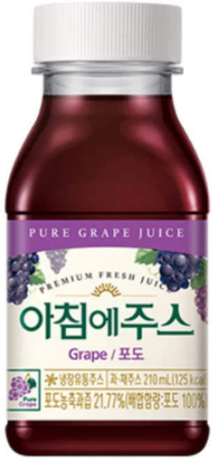 서울우유 아침에주스 포도 210ml, 20개