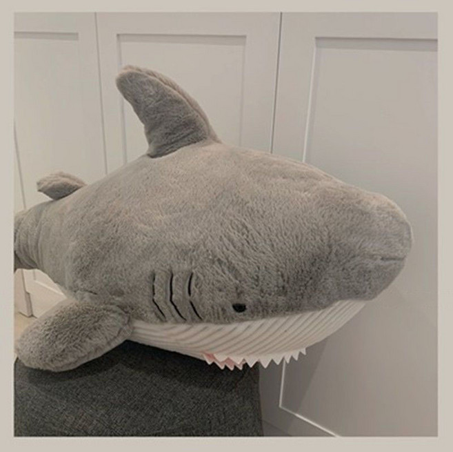 [MAKABORO] 대형 상어 인형 바디필로우 쿠션 푹신한 수면 애착 베개, 그레이